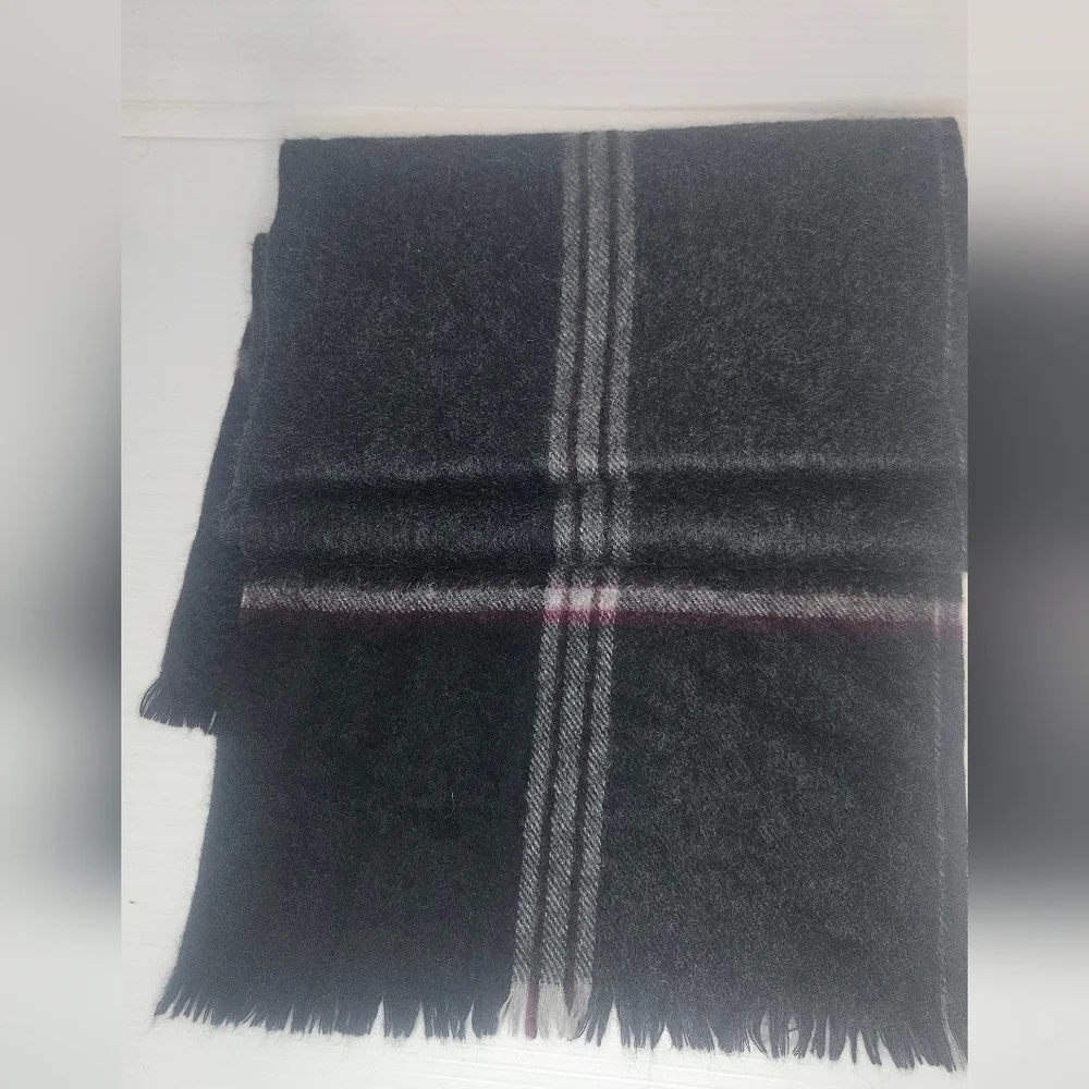 Erdenet Men’s 100% Cashmere Scarf Gray Plaid Soft Warm 64